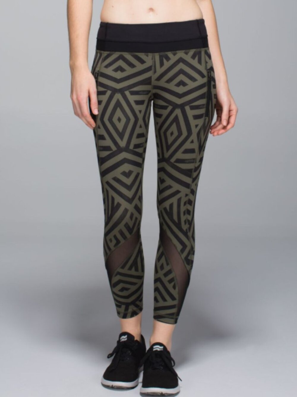 Lululemon Inspire Tight II Chevron Shuffle Fatigue Green Mesh 4